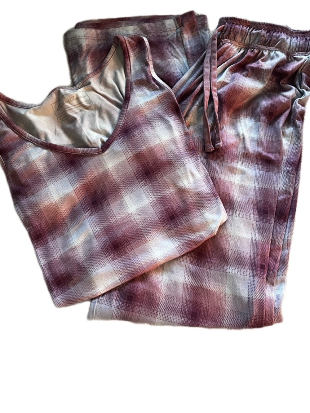 Eddie Bauer M Ultra Soft Mauve Plaid 2 Piece Pajama Set - Picture 7 of 7